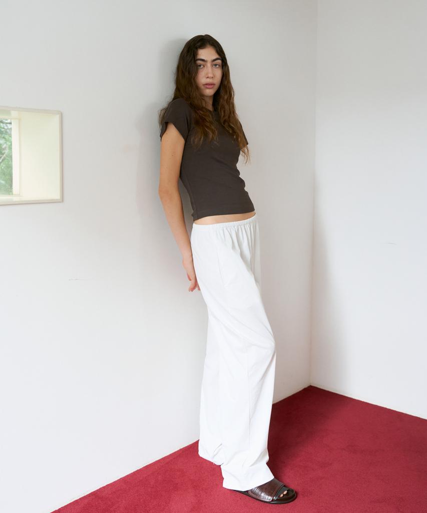 38COMEONCOMMON Wide Drawstring Hem Pants (White)