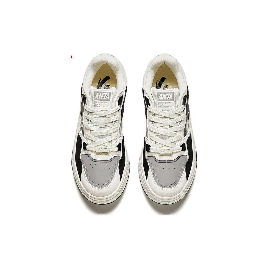 New Anta Lightweight Anti Slip Wear Resistant Low Top Skateboard Shoes Men's White Black 112428054-4