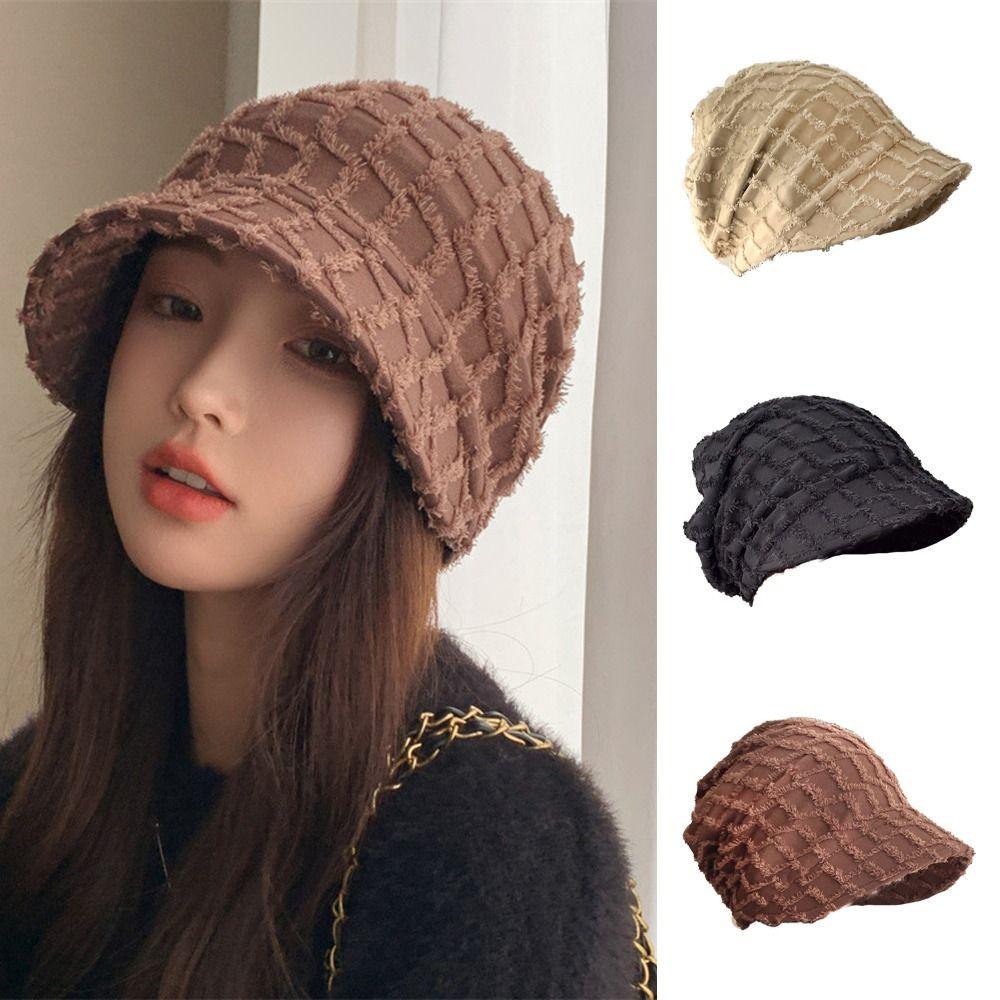 

Клетчатые шапки Skullies, широкая кепка с краем, элегантные пуловеры, шляпы для улицы