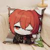 Diluc Cute Cute Genshin Impact Cushion Cover Silky Short Plush Invisible Zipper Dustproof Sofa Pillow Case For Home Decor