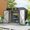 3.7 X 7.9ft Galvanised Steel Shed, with Latched Door and Padlock - Grey