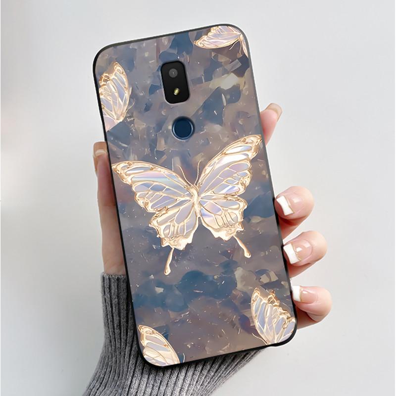 For AT&T Motivate 2 Motivate 3 Cricket Splendor Icon 3 Phone Case Fashion Butterfly Flower Black Soft Silicone Back Cover Funda