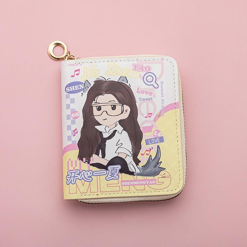 Women's cartoon animation buckle short wallet, card bag, change bag, multi-card position wallet, waterproof and ultra-light.