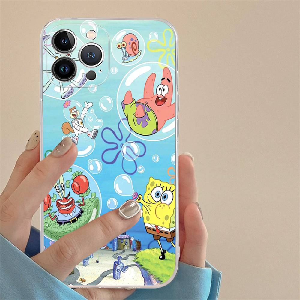 Cute SpongeBob Dolls Phone Case for iPhone 17 16 15 14 13 12 11 Pro Max Plus Soft Cover Personalized DIY