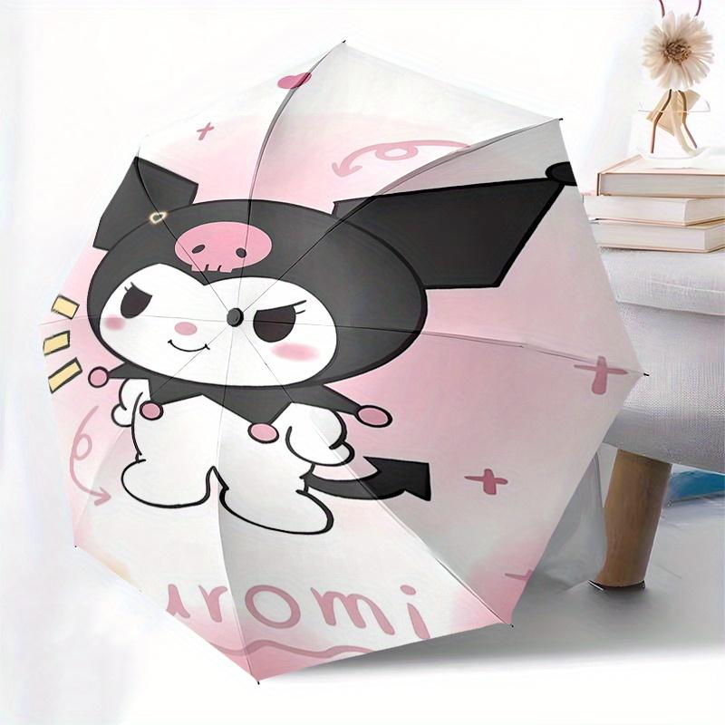 Kuromi,Cute Automatic Folding Umbrella-Simple 8-Rib Design, Bright Cartoon Pattern, Durable Iron Frame, Suitable For Travel, Outdoor, Beach-
