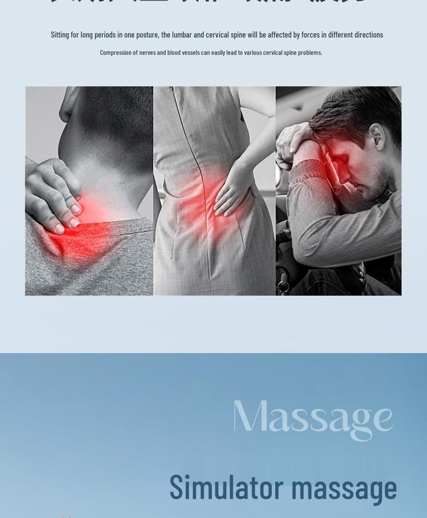 Electric Massage Lumbar Support Pillow - Memory Foam Car Seat Cushion with Remote Control.