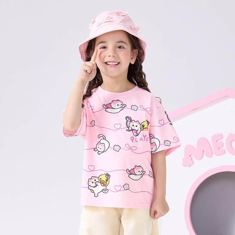 Little Yellow Duck Children's Clothing Women's Treasure Round Neck Short Sleeve Summer Sweet Cool Versatile T-shirt