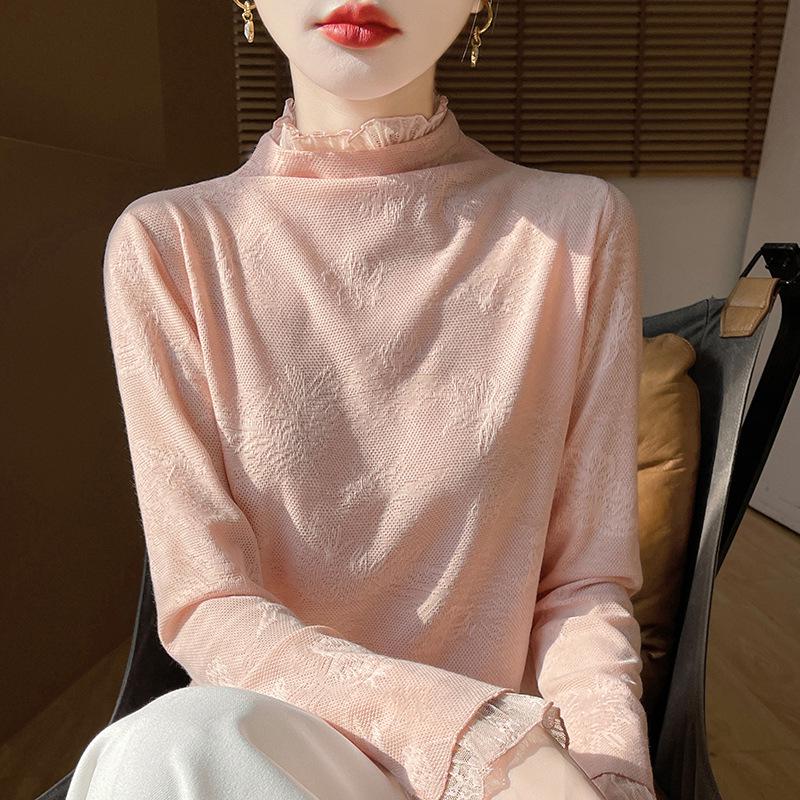 

Spring/Summer Women s Jacquard Knit Half-High Neck Pullover Double Extra Large