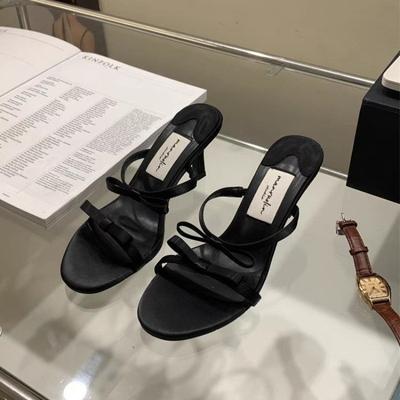 Shoes Female 2024 Modern Women's Slippers Brand Dress Slippers Women Bow Tie Round Toe Med Thin Heels Plus Size Women's Sandals
