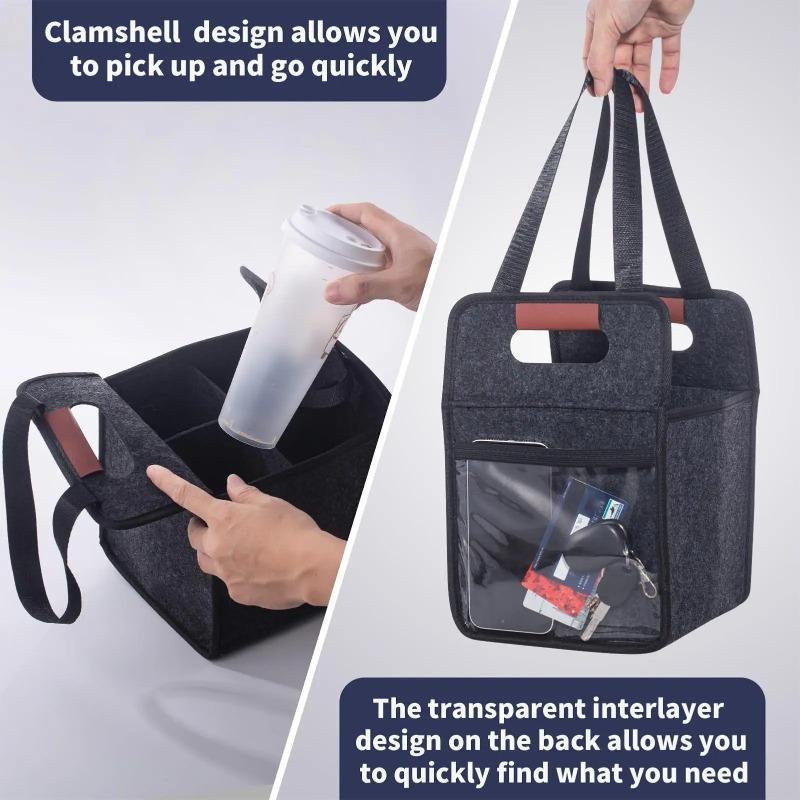 Foldable Tote Bag With Handles for Daily Commute Car Picnic Cruise Party Grocery Outdoor Travel Reusable Drink Cup Carrier