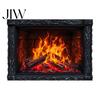 Cozy Living Room Decor Fireplace Flame Wall Decal, Vintage European Background Sticker, Self-Adhesive Waterproof Window Sticker Mural for Dining Space
