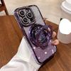 Luxury Plating Glitter Diamond Mirror Holder Bracket Cover Magnetic TPU Phone Case for iPhone 17 16 15 14 Plus 13 Pro Max 17 Air