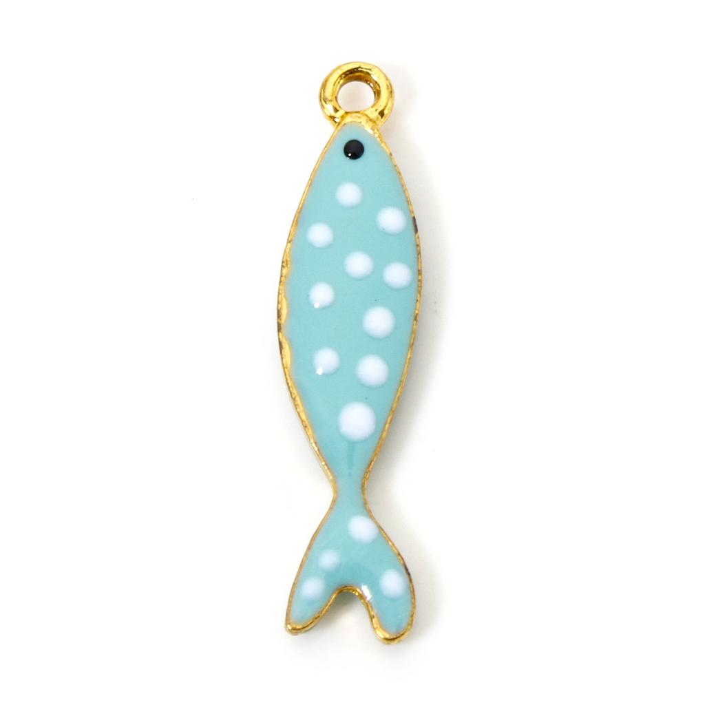 5pz Pesce Blu Verde Smaltato Paillettes Ciondoli Lega a Base di Zinco Animali Ciondoli DIY Collana Orecchini per Donne Componenti per Gioielli