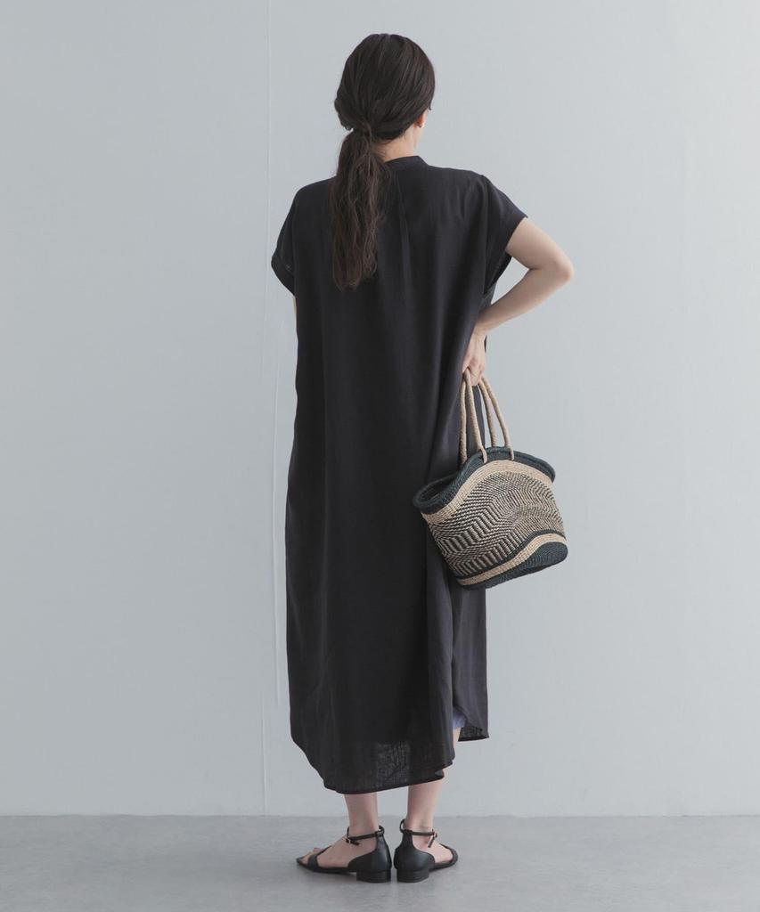 Research Linen Rayon Skipper French Free Size [Urban Doors] Dress, Women's DR26230-2061506, Black,