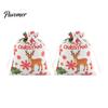 Holiday Theme Candy Carriers 2Pcs Christmas Drawstring Gift Bags, Xmas Tree Reindeer Printed Treat Festival Packaging Pouches, Reusable Fabric