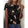 Summer Round Neck 3D Cute Cat Pattern Print Top Fashionable Casual Short Sleeved Women's T-shirts