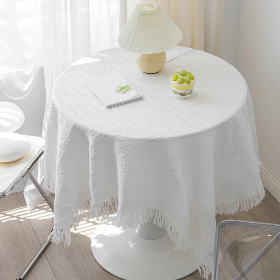 Tablecloth Tassel Design Heat Resistant Breathable Washable Non Pilling Non-slip Table Cover for Dining Room