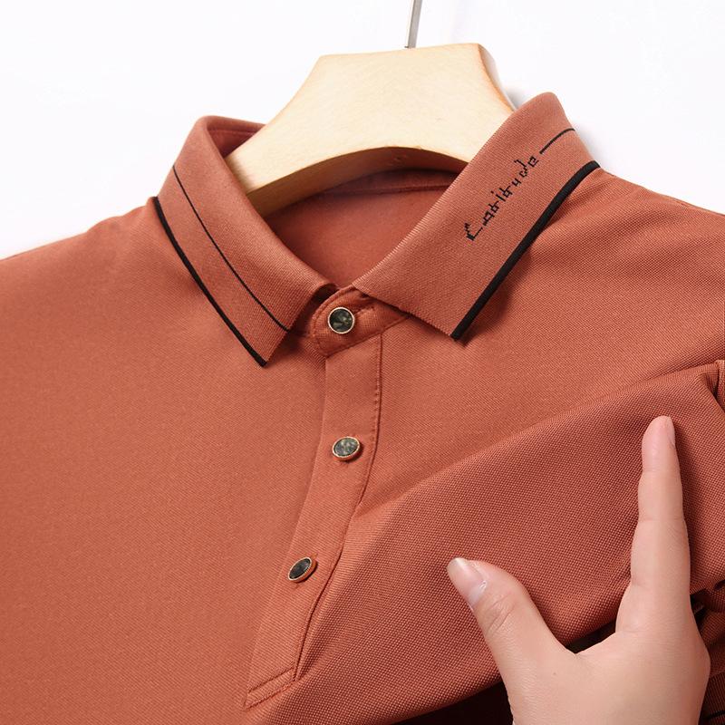 Short-Sleeved Polo Shirt Men'S High-End Non-Ironing Casual Men'S Jacquard Threaded Lapel T-Shirt