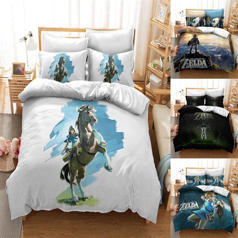 The Legend Of Zelda Colorful Cartoon Bedding Set Queen King Size Soft Material Patterned