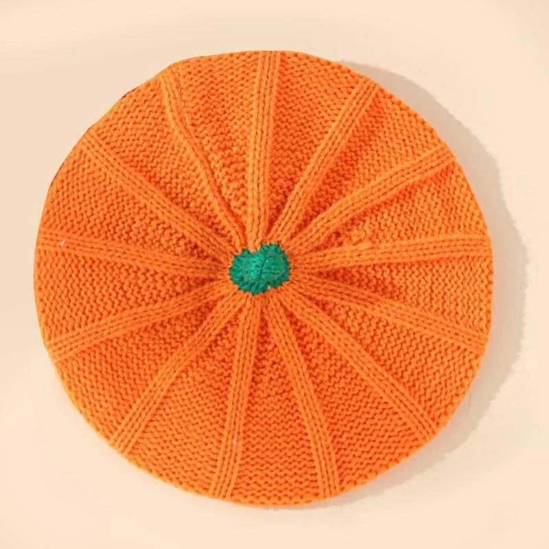 Halloween Large Small Pumpkin Beret Hat New Autumn and Winter Knitted Hat Warm Knit Hat Halloween Party Hats