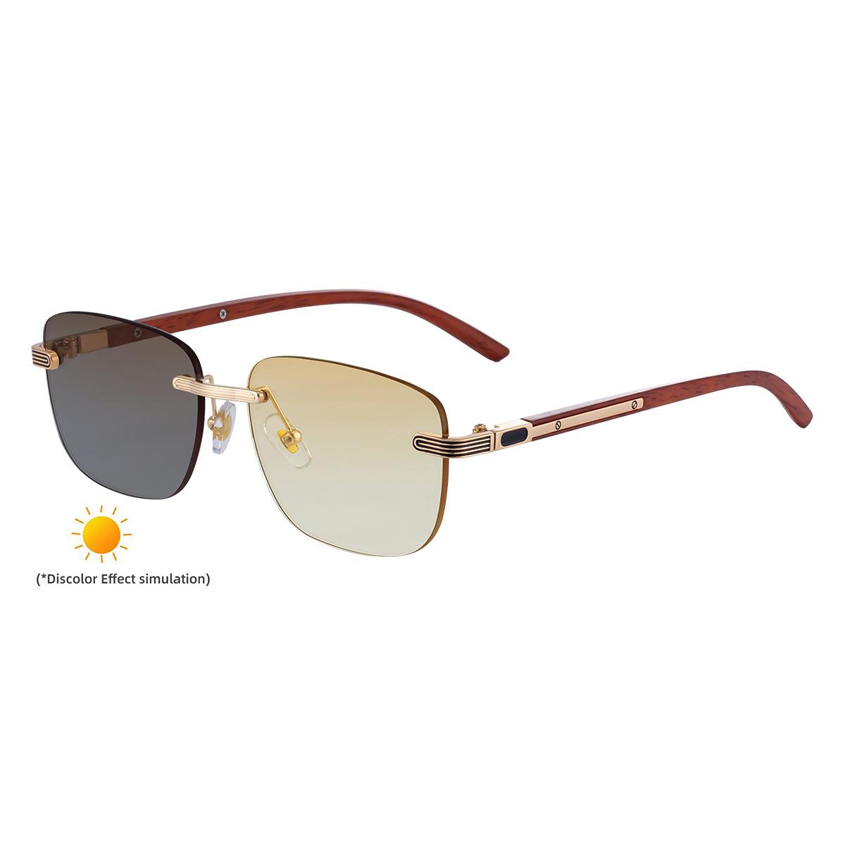 

JYL TS Men s Premium Photochromic - Rimless Driving Sun-Protective Eyewear ZX-3193 Light-responsive c-465 лаванда кольору індиго