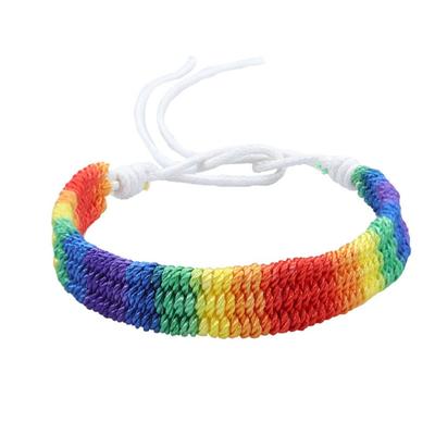 Classic Rainbow Braided String Bracelet Knitted Adjustable Colorful Handmade Bangle Jewelry Fashion