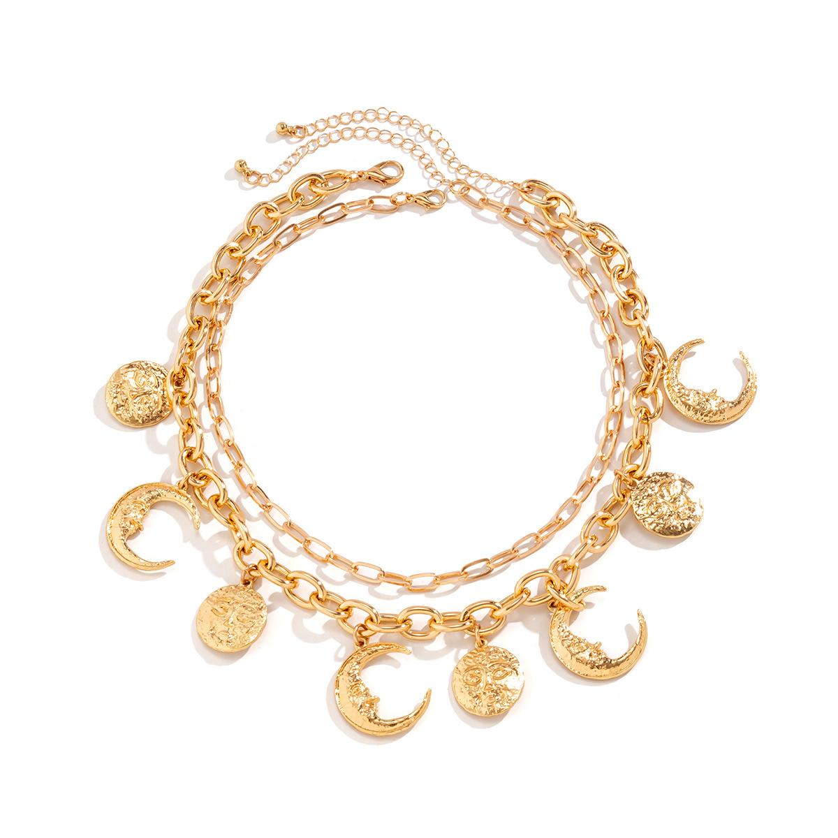 

Преувеличенное геометрическое милое и крутое персонализированное колье, кулон-портрет с бахромой в виде звезды и луны, металлическое колье