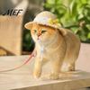 Cute Pet Straw Hat Cat Hat, Sun with Lace And Bow, Summer Breathable Protection for Cats Small Dogs Outdoor Walks