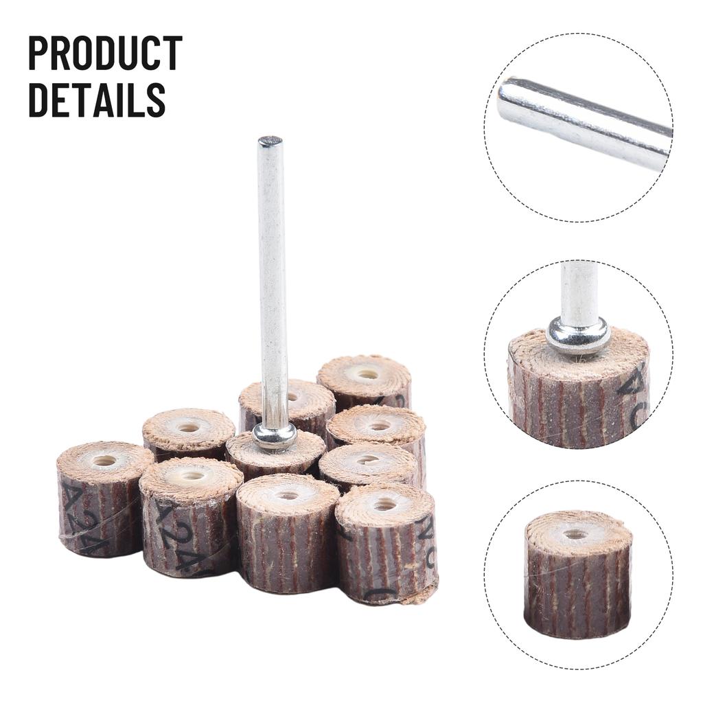Flap Wheel Sanding Discs 10pcs with Mandrel for Woodworking and Metal Finishing Using Drill Press or Handheld Drill