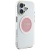 Guess IML Metal Colored Circle Classic Logo MagSafe case for iPhone 16 pink