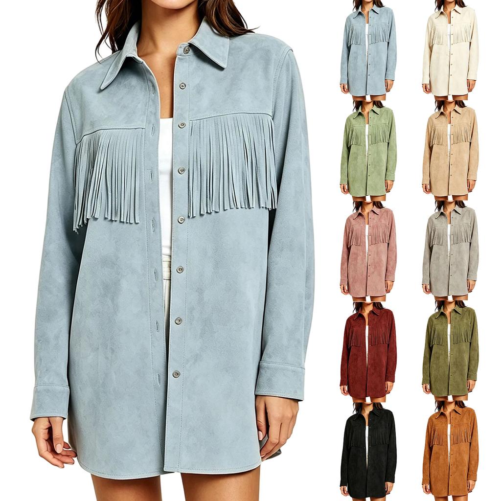 Cardigan a manica lunga da donna con colletto a revers, nappe colorate, vestibilità ampia, lunghezza media
