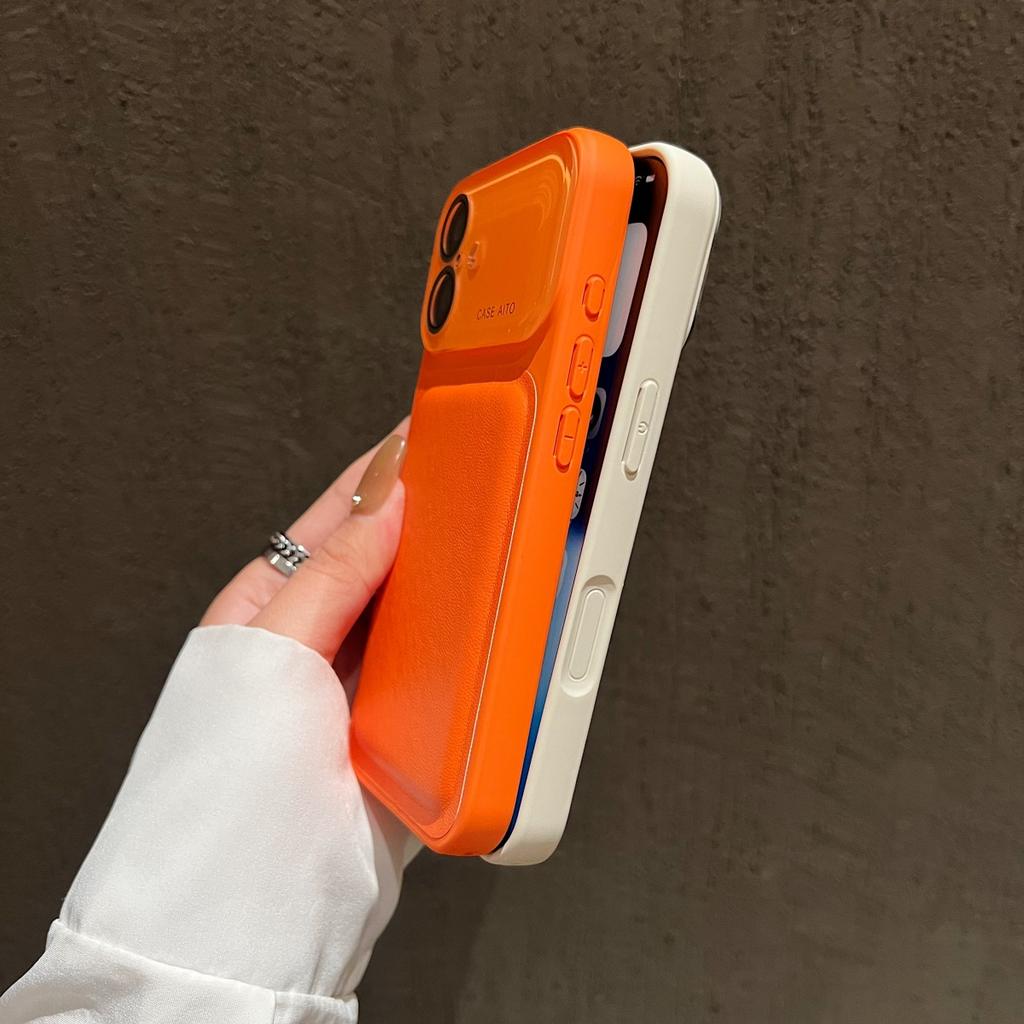 Luxury Drum Cortex Bulge Leather Texture Phone Case For iPhone 17 16 15 14 Pro Max Crystal Large Window Matte Shockproof Cover