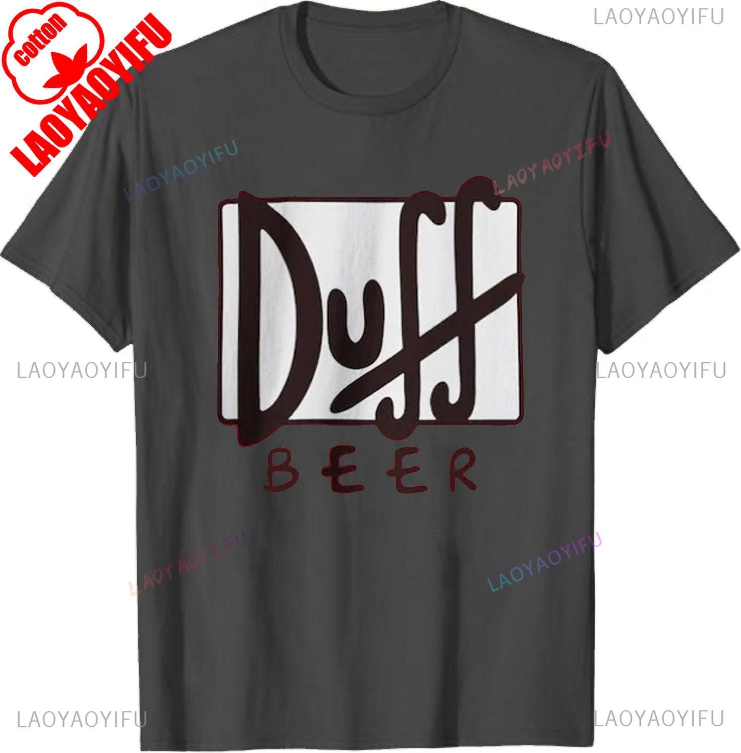 Унисекс футболка Duff Beer Подарок для фаната Бар Мо Выпивка Гомер Симпсон Даффмен Одежда Смешная футболка по ТВ-шоу Винтажный мультяшный мерч хлопок S