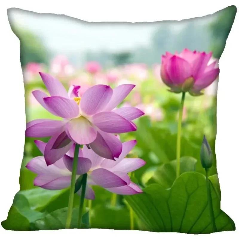 Luxury Home Decor Pillowcase Lotus Painting Art Pillowcase Living Room Sofa Cushion Cover