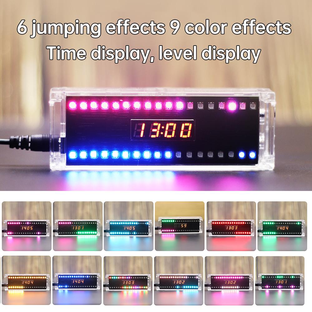 DIY Digital Clock Kit Voice Control Music Spectrum Display RGB LED Soldering Project Practice Solder Diy Electronic Kit