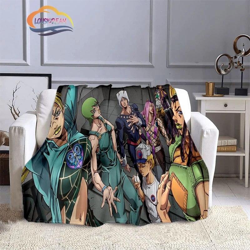Karikatura JoJo's Bizarre Adventure Stone Ocean Deka Měkký fleece Throw Lehká All Seasons Teplá pro gaučovou přikrývku