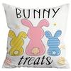 Easter Short Plush Printed Pillow Cover With Bunny And Carrot Sofa Decoration