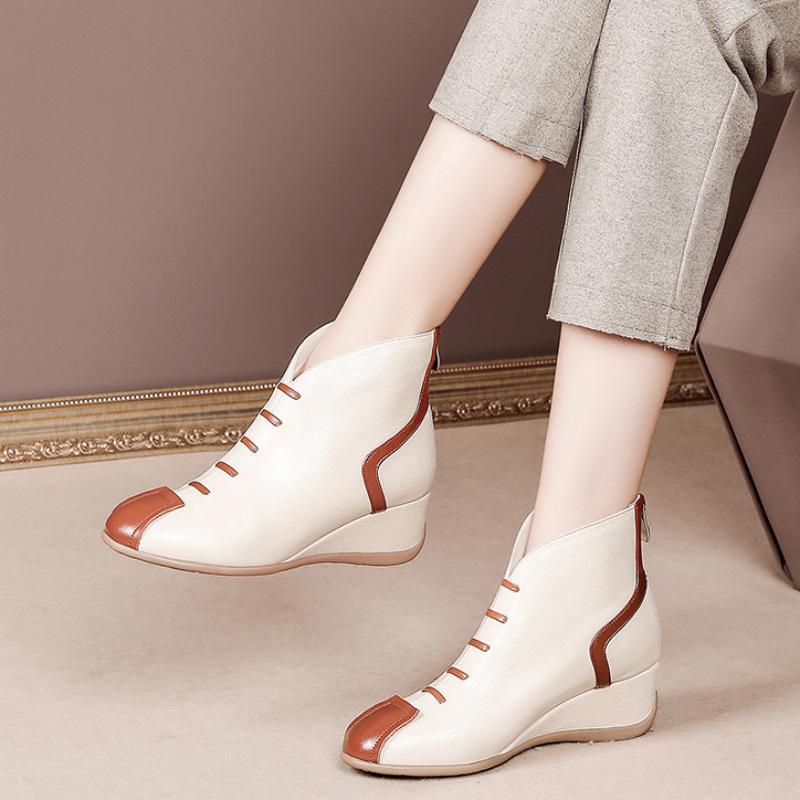 

2025 new autumn and winter fashion flat bottom heightening v-mouth short single boots women s comfortable soft sole not tired mother and ankle shoes 40