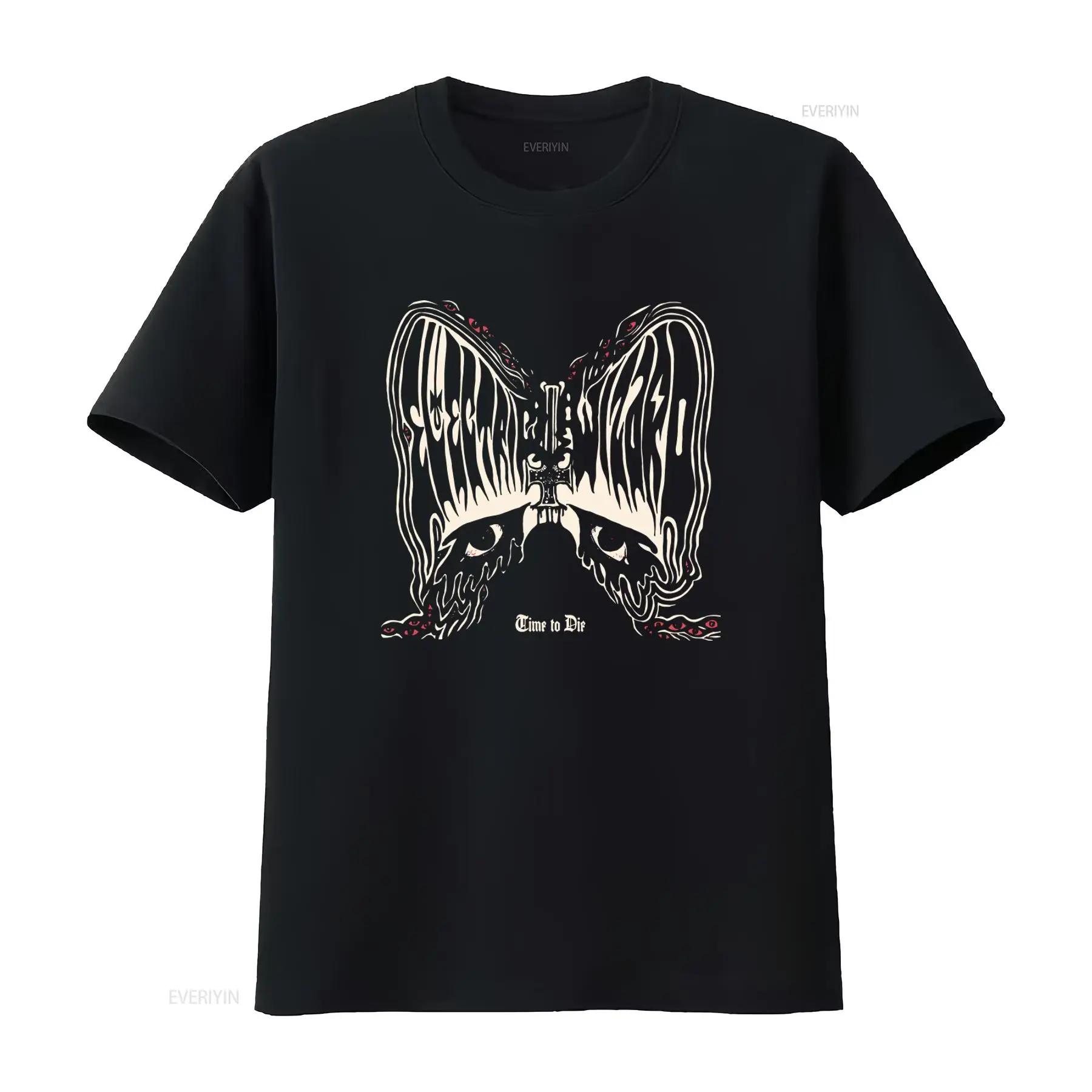 

Electric Wizard Time to Die T Shirt Unique Skull Design with Eye Details for Rock Fans vintage Washed homme Comfortable graph... S разноцветный