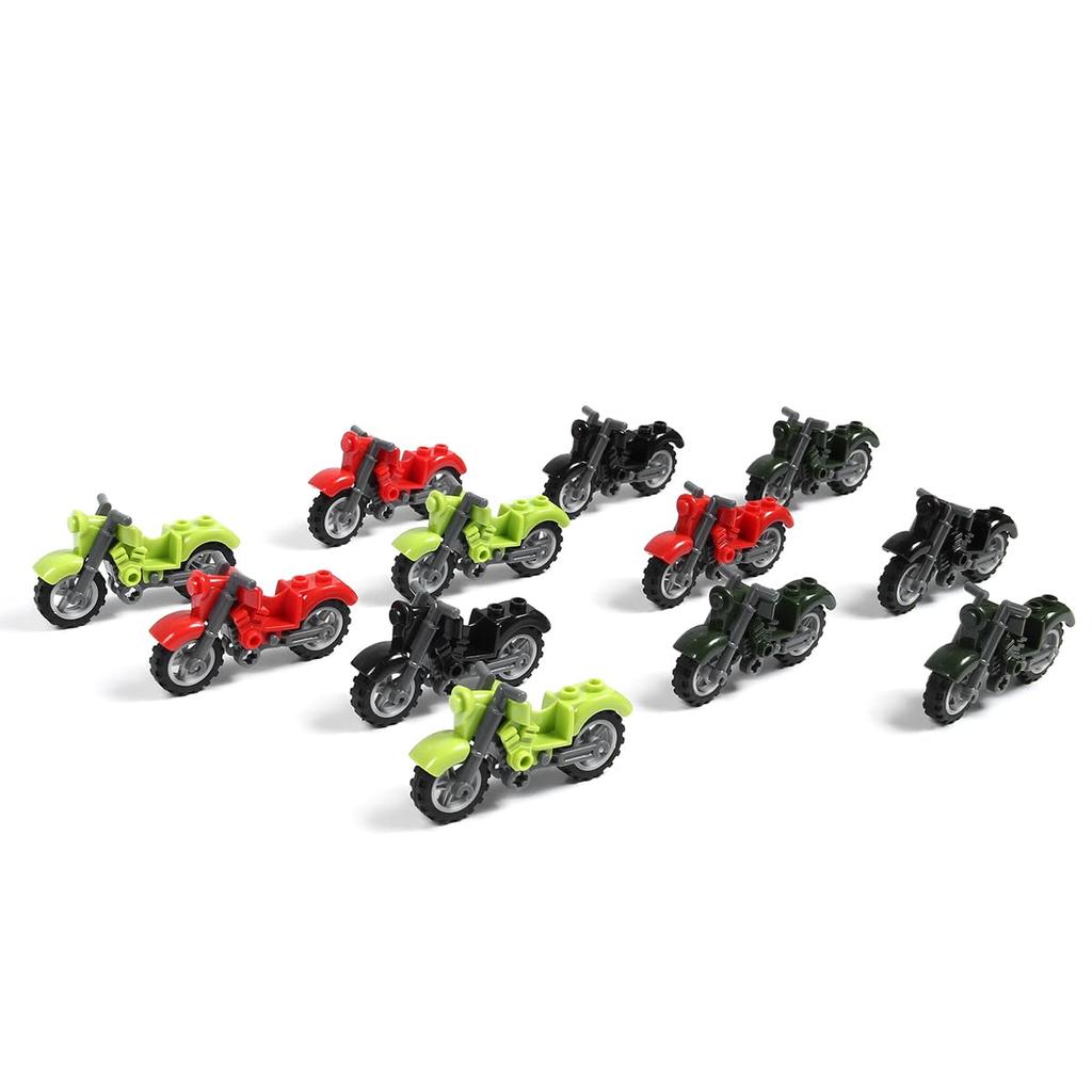 Motorcycle Blocks, Vehicle Parts, Classic Compatible, 4 Colors, 12 Units