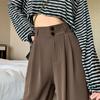Spring and Autumn Solid Casual Wide Leg Pants Women Fashion Elegant Loose High Waist Trousers Women Straight Slim Fit Fashion Ladies Long Pants 25893