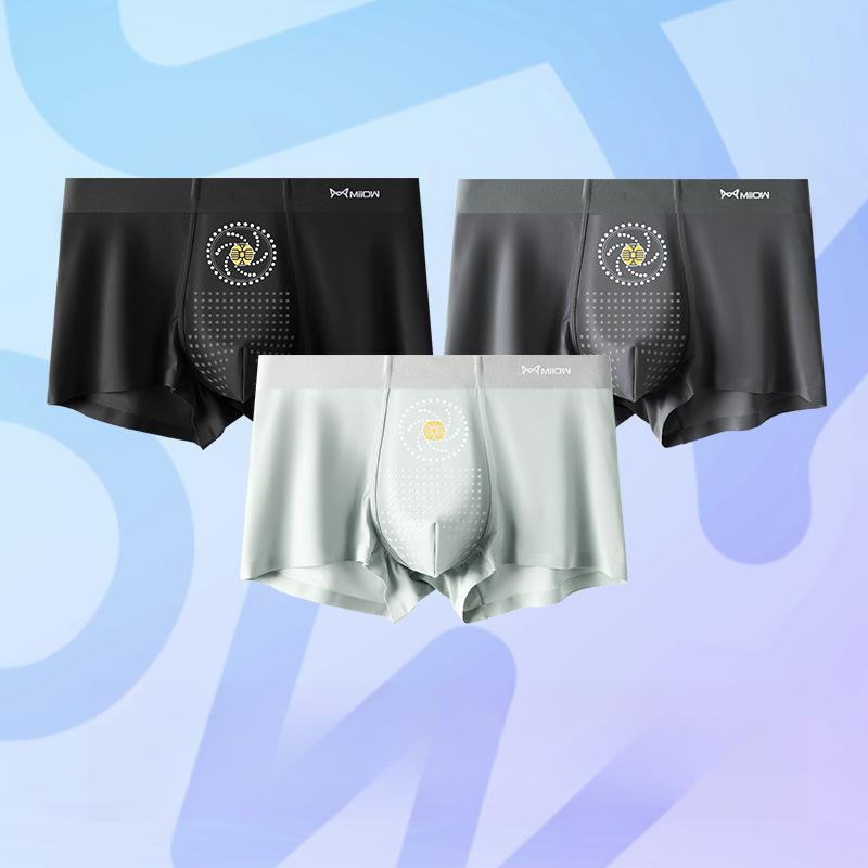 3pcs Men's Underwear Ice Silk Underwear with Seamless Flat Corner Shorts Boxer Brief