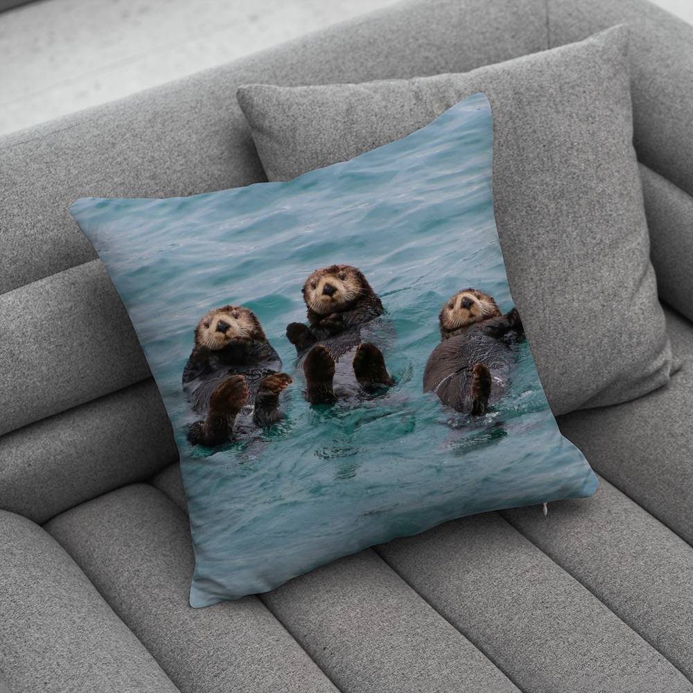 Cute Otters Pillow Case Pillowcase Home Sofa Cushions Car Cushions Pillowcover Office Pillowshell Pillow