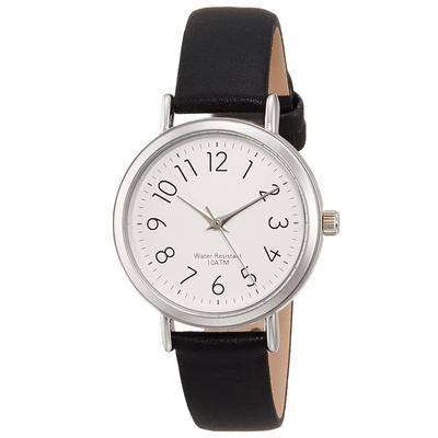 Fieldwork ST245Z-4 Women's Analog Pluie Large Waterproof Wristwatch with Leather Strap, Black