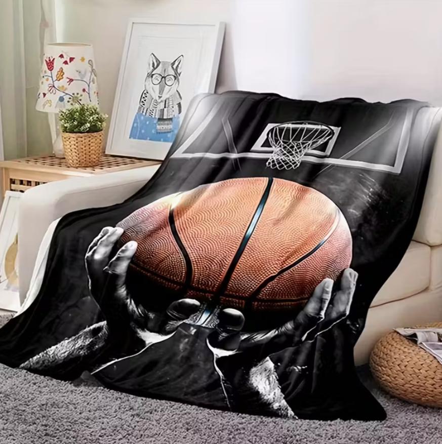 Athlete Throwing Basketball Pattern Thin Blanket Bed Travel Camping Living Room Office Couch Chair Bed Digital Printing Blanket