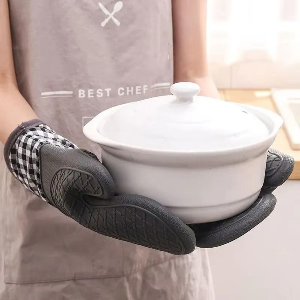 Guanto Isolato in Silicone, Antiscivolo, Allungato, Ispessito, Dispositivo da Cucina Resistente alle Alte Temperature Anti Scottatura