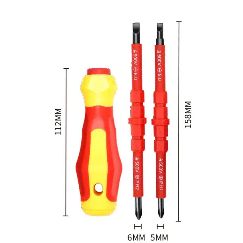 High Voltage Electrician Screwdriver Set Insulated Screwdriver 1000VPhillips Slotted Screwdriver Multi-function Electrician Tool