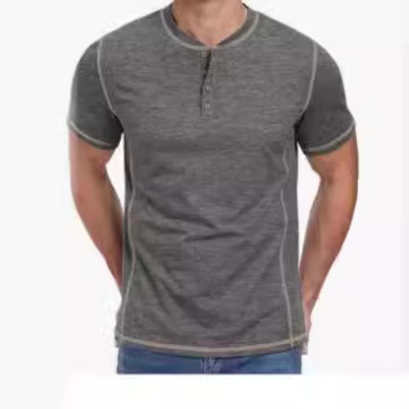 

Летняя рубашка Henry с короткими рукавами, мужская футболка с круглым вырезом, цветной топ, мужские футболки, мужские XXXL темно-серого