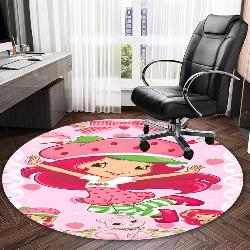 1pc Princess Strawberry11 Carpet, Round Rug, Comfortable, Suitable for Entryways, Living Rooms, Office, And Bedrooms, Christmas Decoration