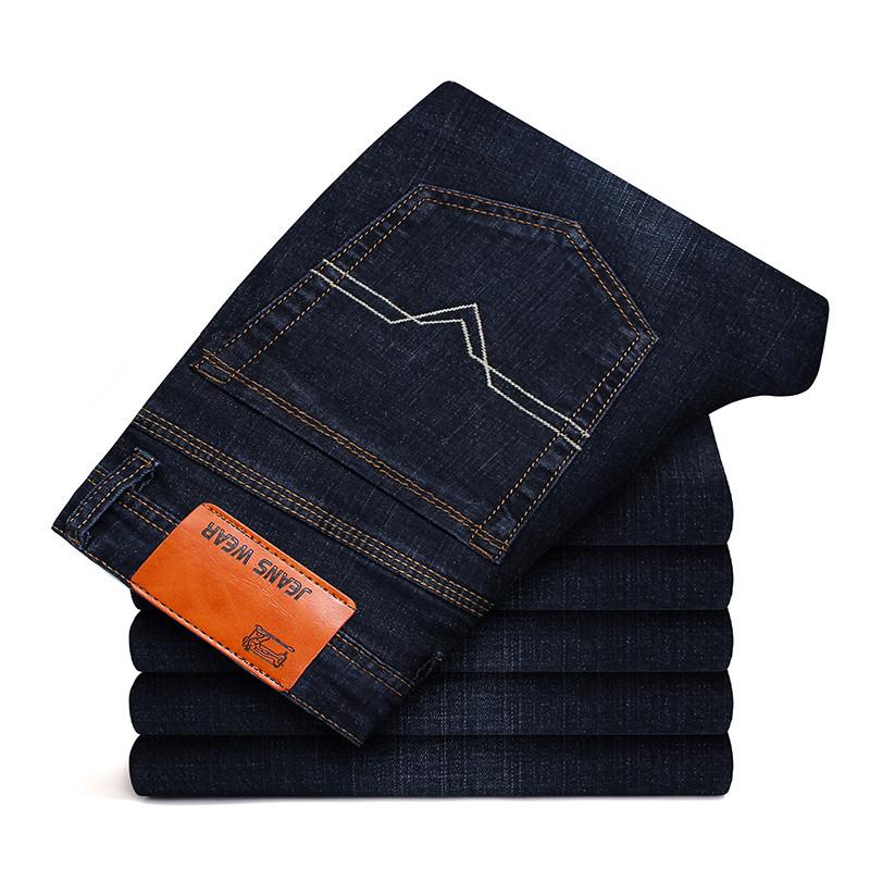 Fashion Padded and Thickened Jeans Men's Slim Type Elastic Straight Trousers Autumn and Winter Models of the Trend of Casual Men's Trousers